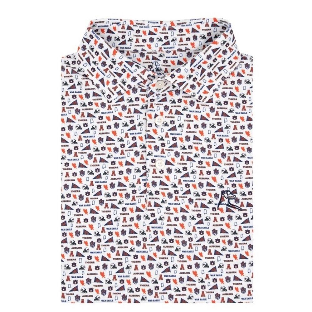 Rhoback Auburn Tigers Gameday Collegiate Polo - White/Blue Men’s Sz Large NWT
